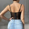 Clotth Women's Lace Bustier Top Without bra pad - Sheer Mesh Corset with Eyelash Lace Trim & steel ring , Overbust Lingerie with Straps - 2 of 4