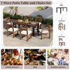 Whisen 7 Piece Patio Table and Chairs Set, Wood Dining Set with Umbrella Hole, 2 Armchairs & 4 Side Chairs - 4 of 4