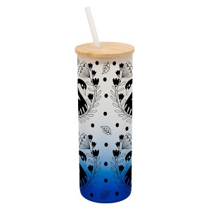 Elanze Designs Regal Swan Bird Flower Garden Wrap-Around Design 25 Ounce Frosted Gradient Glass On-The-Go Coffee Travel Skinny Tumbler Mug Cup, Bamboo - 1 of 1