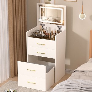 CAVINAS 3 in 1 with Open Top Mirror Vanity Mirror Visible Glass Table Top Compact Vanity Modern Mini Vanity for Bedroom - 1 of 4