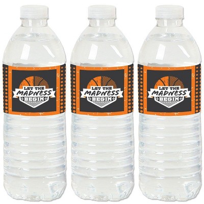 Big Dot of Happiness Basketball - Let the Madness Begin - College Basketball Party Water Bottle Sticker Labels - Set of 20