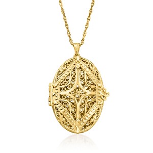 Ross-Simons 18kt Gold Over Sterling Filigree Locket Pendant Necklace Size - 1 of 4