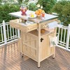 Whisen 40.5'' Outdoor Rolling Grill Cart & Kitchen Island with Stainless Steel Top, Solid Wood Cabinet, Drop Leaf - 2 of 4