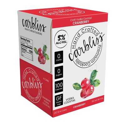Carbliss Cranberry Vodka - 4pk/355ml Cans