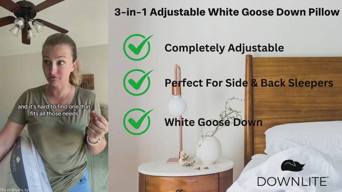 3-in-1 Adjustable White Goose Down Pillow By DOWNLITE® (Hypoallergenic), 2 of 9, play video