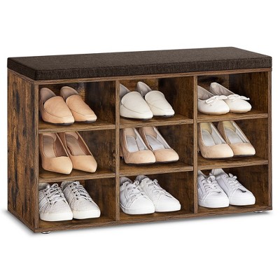 VASAGLE Shoe Bench with Cushion, Storage Bench with Padded Seat