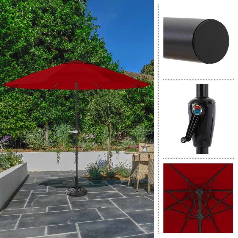 Nature Spring Steel Patio Umbrella for Table - Great for Deck, Balcony, Porch, Backyard, or Poolside - 9', Red, 4 of 9