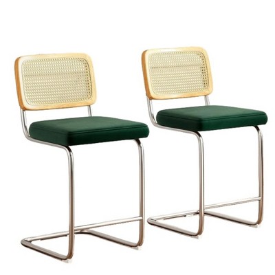 Infurnic Counter and Bar Stools, Upholstered Bar Stools Set with Durable Table Legs, for Kitchen and Dining Room, 2PCS, Green, 17.7"*18.9"*37.4"