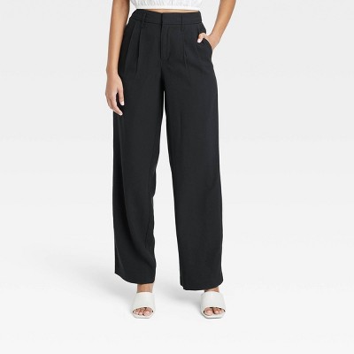 Women's High-rise Straight Trousers - A New Day™ Black 8 : Target