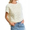 Women's 3d Floral Short Sleeve Top - First Love - 2 of 3