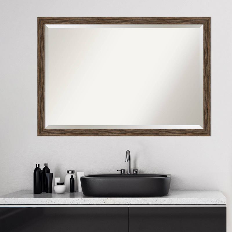 39&#34; x 27&#34; Regis Barnwood Narrow Framed Bathroom Vanity Wall Mirror Light Brown - Amanti Art, 5 of 9