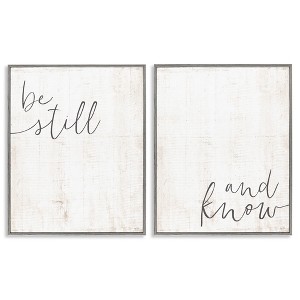 Stupell Industries Be Still & Know Spiritual Calligraphy 2pc Framed Giclee Art Set - 1 of 4