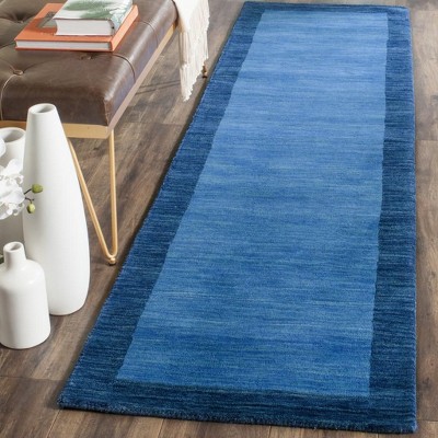 Himalaya Blue Hand-Knotted Wool Runner Rug