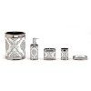 Damask Wastebasket White - Moda at Home: Ceramic Bathroom Trash Can, 10" Height, 490ml Capacity, Classic Pattern - 4 of 4