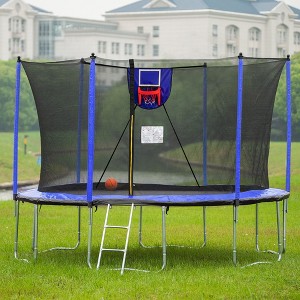 Okak 8/15/16FT Weather-Proof Outdoor Trampolines with Soft Basketball Board, Galvanized Metal Rebounder with Ball and Inflator for Garden, Yard - 1 of 4