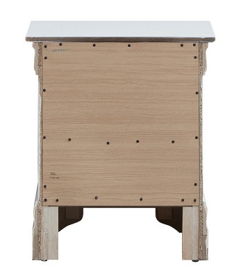 Lorana Silver 2-Drawer Nightstand with Embossed Veneers