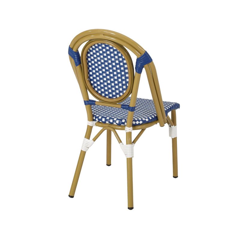 Remi 4pk Outdoor French Bistro Chairs - Blue/White/Bamboo - Christopher Knight Home, 5 of 9