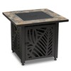 Endless Summer 30 Inch Square 50,000 BTU LP Gas Outdoor Fire Pit Table with Slate Tile Mantel, Cut Out Design, Fire Glass, and Cover, Brown Multi - 3 of 4