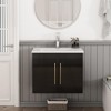 ORRD 24" Black Gloss Bathroom Vanity with Ceramic Sink, Double Soft-Close Doors & Gold Long Handle, Wall-Mounted Cabinet - 3 of 4