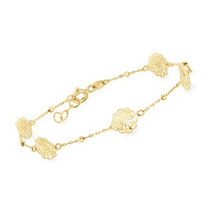 Ross-Simons Italian 10kt Yellow Gold Flower Station Bracelet - 1 of 3