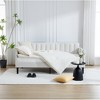 Maliang Twin Size Beige Velvet Upholstered Daybed with Ribbed Tufted Backrest - 4 of 4