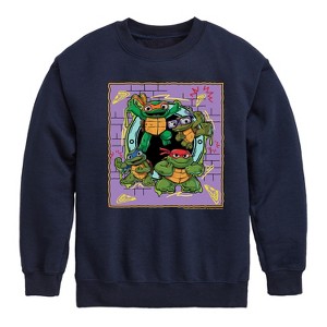 Boys' - Teenage Mutant Ninja Turtles Mutant Mayhem - Mini Badge Graphic Long Sleeve Fleece Sweatshirt - 1 of 4