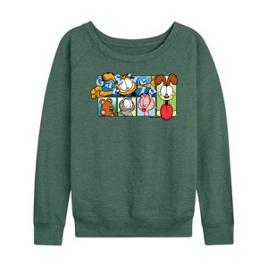 Women's - Garfield - Characters Lightweight French Terry Wide Neck Long Sleeve Graphic Shirt - 1 of 4
