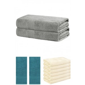 REGALWOVEN Absorbent Solid Bath Hand Face Cloths Cotton Towels 3 Piece Sets - 1 of 4