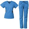 Medgear 12-Pocket Women's Scrub Set with Silver Snap Detail & Contrast Trim - 4 of 4