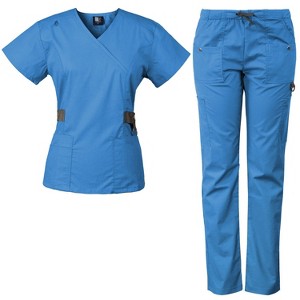 Medgear 12-Pocket Women's Scrub Set with Silver Snap Detail & Contrast Trim - 1 of 4