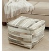Saro Lifestyle Hair On Leather Pouf, 20"x20"x14" Square, Grey - 3 of 3