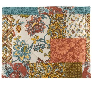Collections Etc Elegant Arlington Floral Patchwork Pillow Sham Orange Gender Neutral - 1 of 2