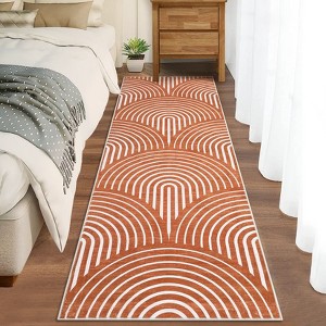 Machine Washable Area Rug Modern Abstract Decorative Non Slip Backing Low Pile Contemporary Lines Rugs - 1 of 4