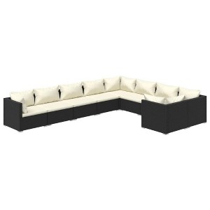 vidaXL Garden Lounge Set Black PE rattan 9 Piece Set Modular - 1 of 4