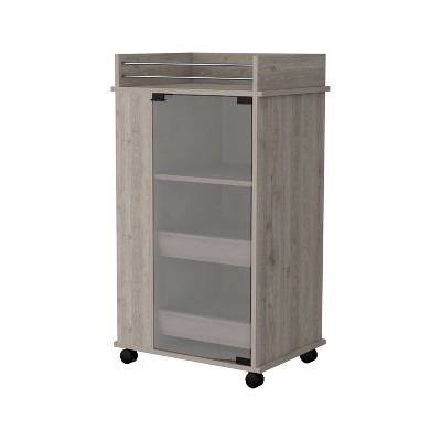 NicBex Rolling Kitchen Island Cart with 2-Side Shelves and 1 Glass Door Cabinet,Kitchen Island on Wheels with Storage,Island Table for Kitchen