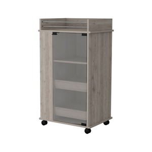 NicBex Rolling Kitchen Island Cart with 2-Side Shelves and 1 Glass Door Cabinet,Kitchen Island on Wheels with Storage,Island Table for Kitchen - 1 of 4