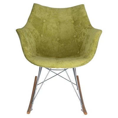 Lemon Green Velvet Eiffel Base Rocking Chair