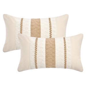 REGALWOVEN Patchwork Fade-Resistant Striped Woven Decorative Throw Pillow Covers 2 Pcs - 1 of 4