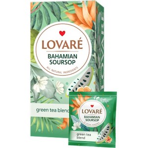 Lovare Green Tea Blend Bahamian Soursop 24 Teabags 36g - Organic Herbal Soursop Tea Bags - Natural Antioxidant Rich Tea For I - 1 of 1