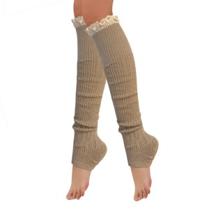 Wrapables Knitted Leg Warmers Boot Socks with Lace Trim - 1 of 4