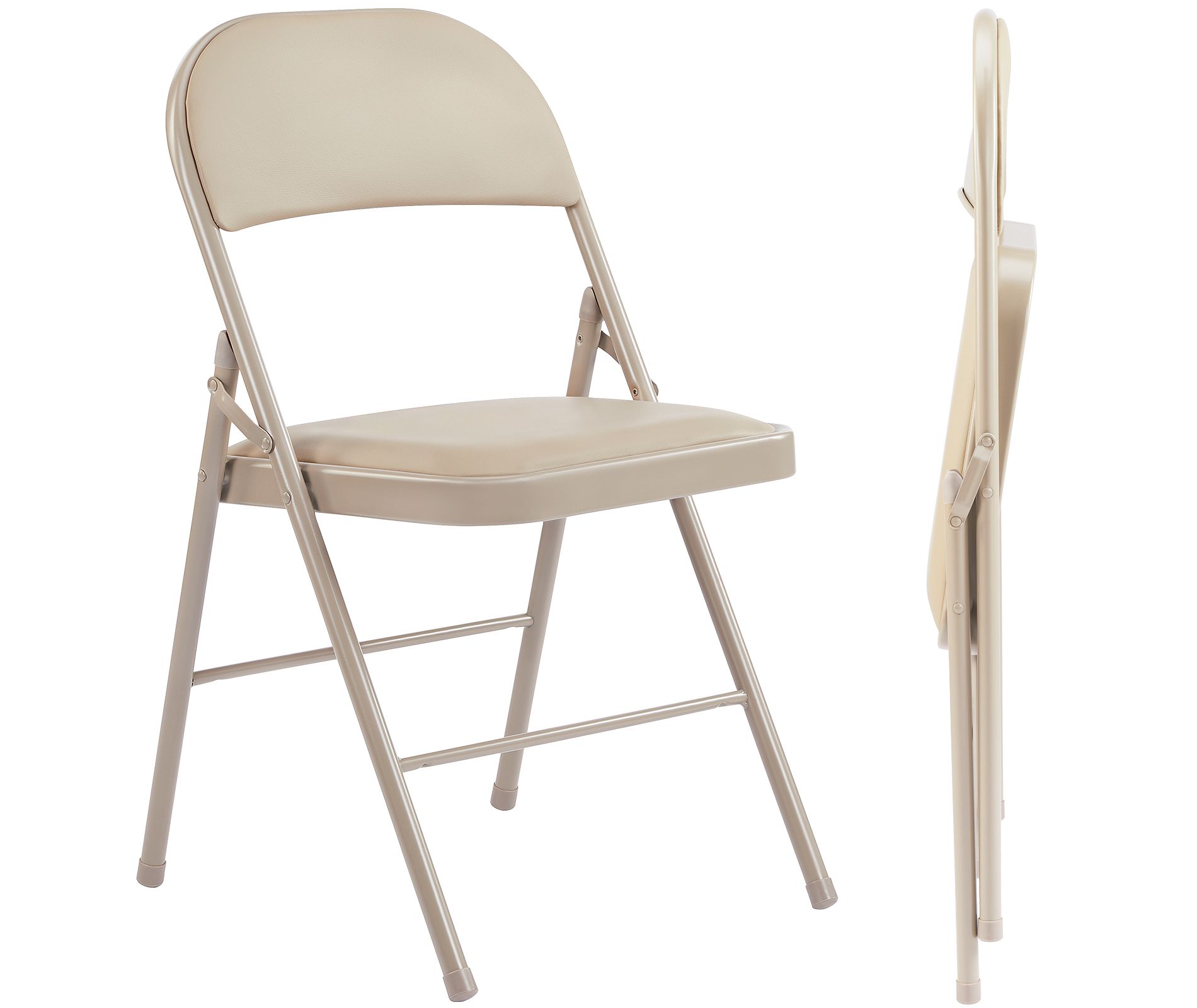 Gulches Folding Chair, Leather Padded Folding Chairs, Easy to Use and Store, Outdoor and Indoor, for Home, Office, Party, Comfy, Black