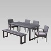 Stillwater 6pc Aluminum and Wicker Dining Set  Sandblast Dark Gray/Gray - Christopher Knight Home - 2 of 4