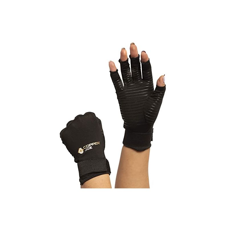 Copper Joe Fingerless Arthritis Gloves Adjustable Strap Copper Infused Arthritis Hand Compression Gloves Typing Carpal Tunnel Rheumatoid Tendonitis, 3 of 7