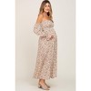 PinkBlush Taupe Floral Off Shoulder Long Sleeve Maternity Maxi Dress - 3 of 4