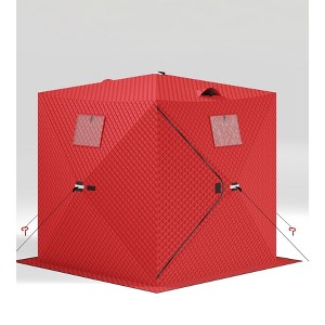 Pop-up Ice Fishing Tent, Hub-Style Insulated Portable Ice Fishing Shelter with Carrying Bag, Zippered Door, Wind Rope & Anchors - 1 of 4