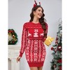 Women's Crew Neck Christmas Knit Dress, Slim - Fit Sweater Dress with Festive Patterns for Holiday Season - 3 of 4