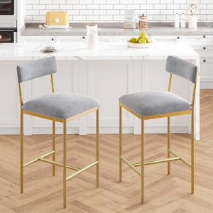 Bar Stools Set of 2, Upholstered Counter Height Bar Stools with Backrest and Footrest, Kitchen Barstools for Island, Counter Bar, Easy Assembly - 1 of 4
