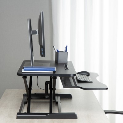 Black Adjustable Standing Desk Converter with Keyboard Tray