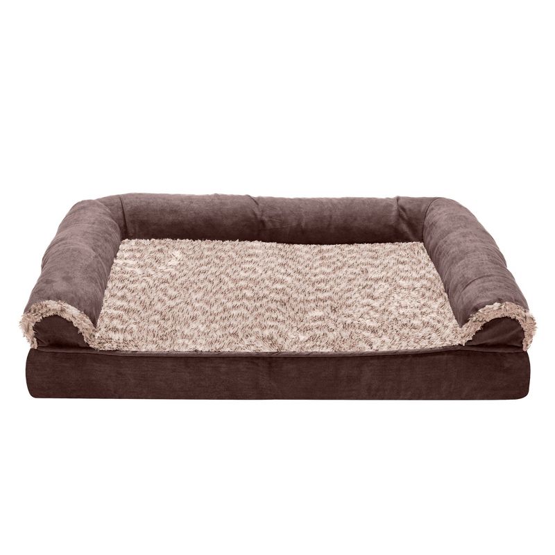 FurHaven Two-Tone Faux Fur & Suede Cooling Gel-Top Foam Sofa Dog Bed, 2 of 4