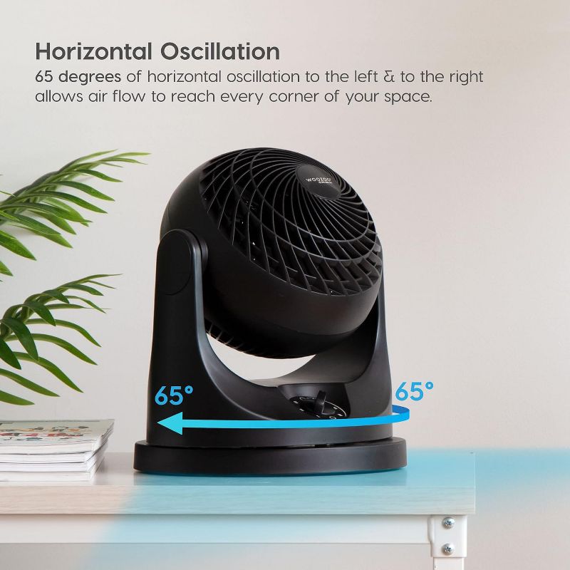 IRIS USA WOOZOO, Small Oscillating Desk Fan, Table Air Circulator, 3 Speeds, 52ft Max Air Distance, 12 Inches, 112° Adjustable Tilt, 30 db Low Noise, 3 of 10